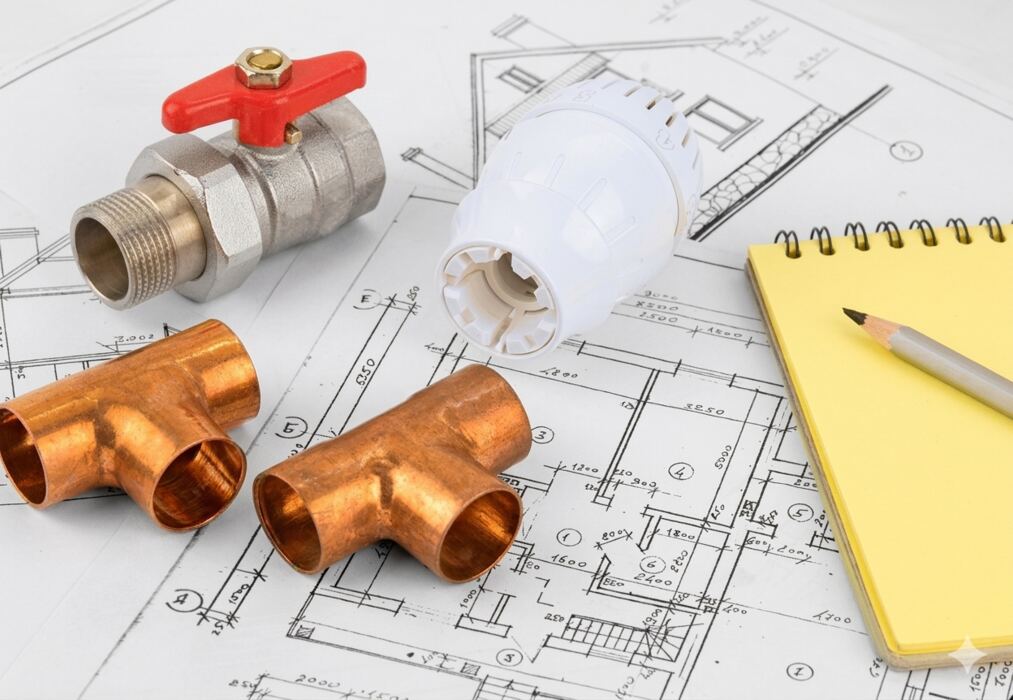 Instalatérské armatury a fitinky na projektové dokumentaci